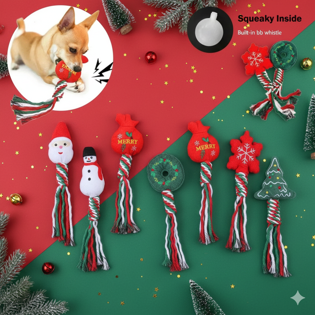Jouets de Noël pour Chiens – Peluches, Cordes et Jouets à Mâcher