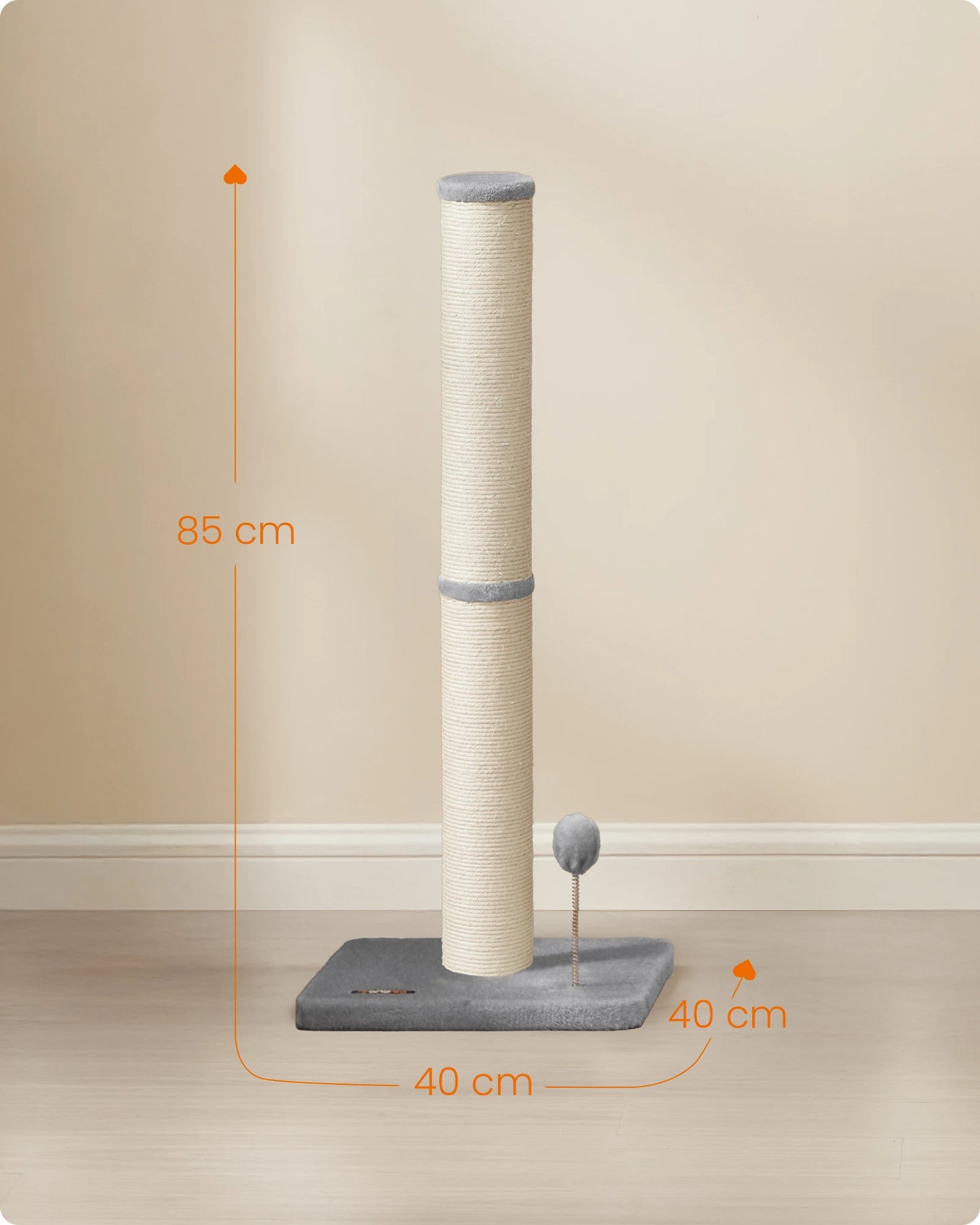 Arbre à Chat – Colonne à Griffer 85 cm en Sisal | Base Renforcée & Jouet Suspendu