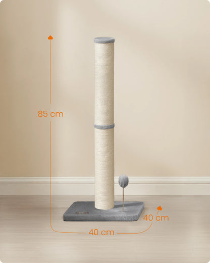 Arbre à Chat – Colonne à Griffer 85 cm en Sisal | Base Renforcée & Jouet Suspendu