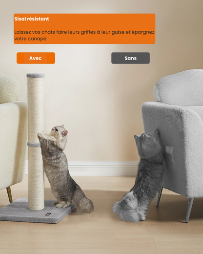 Arbre à Chat – Colonne à Griffer 85 cm en Sisal | Base Renforcée & Jouet Suspendu