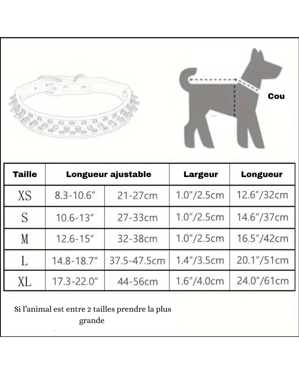 Collier Chien Retro Punk en Cuir – Spikes & Rivets, Ajustable, Anti-Morsure, Ultra Résistant