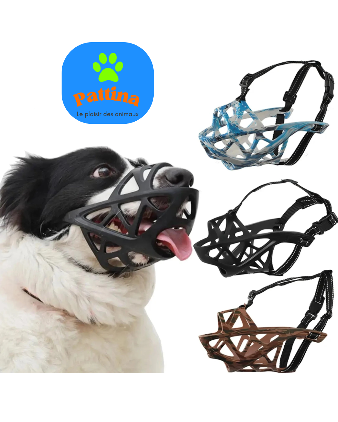 Muselière pour chien – Ajustable pour petits, moyens et grands chiens | Panier robuste pour toilettage et sécurité