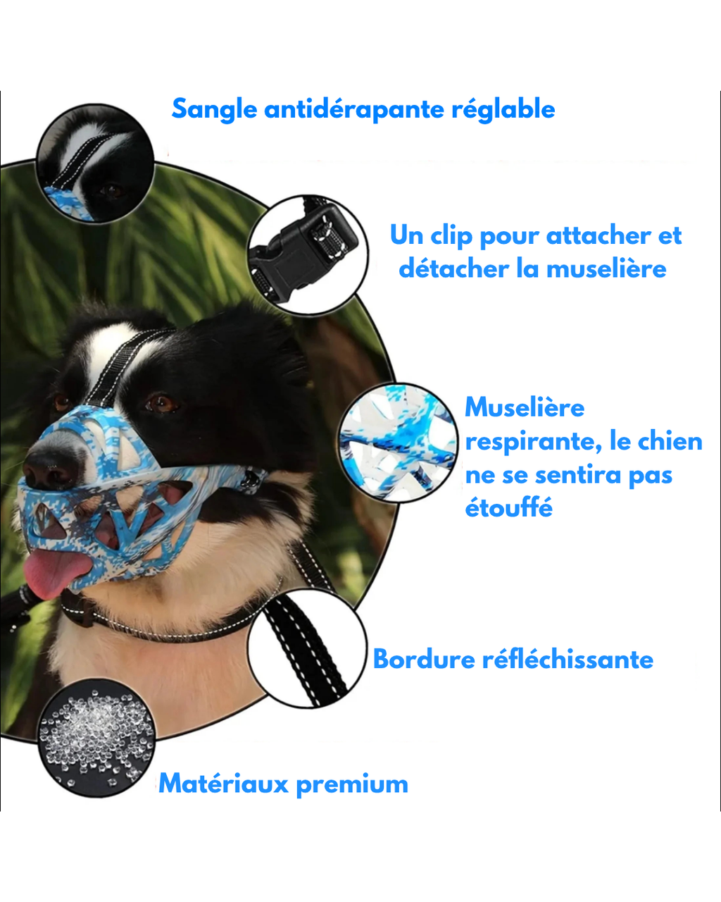 Muselière pour chien – Ajustable pour petits, moyens et grands chiens | Panier robuste pour toilettage et sécurité